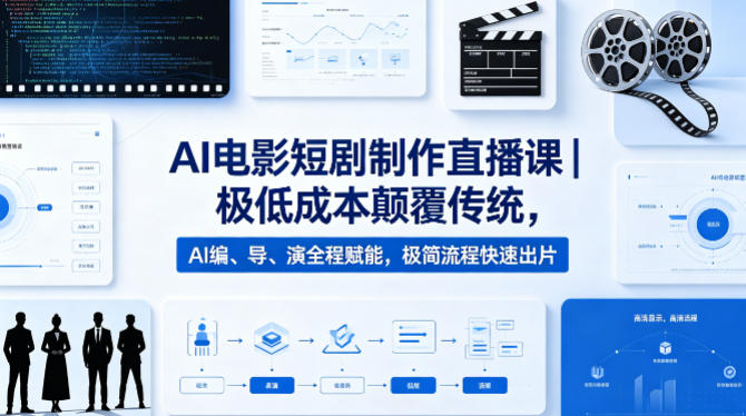 AI电影短剧制作直播课｜极低成本颠覆传统，AI编、导、演全程赋能，极简流程快速出片-钛库啦
