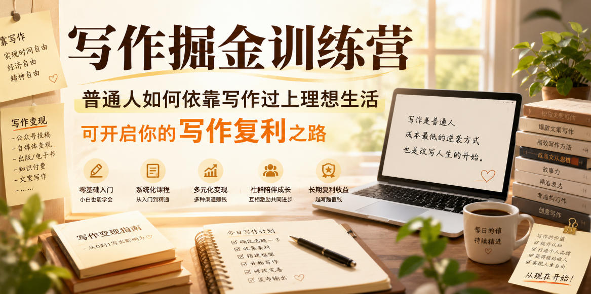 写作掘金训练营,普通人如何依靠写作过上理想生活,可开启你的写作复利之路(更新6月)-钛库啦