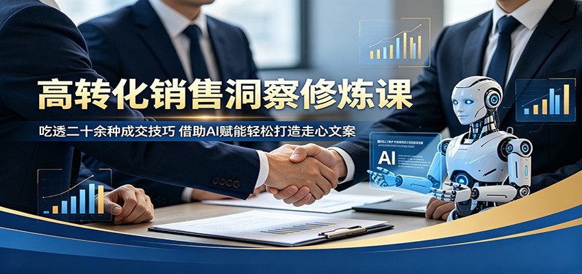 高转化销售洞察修炼课:吃透二十余种成交技巧,借助AI赋能轻松打造走心文案-钛库啦