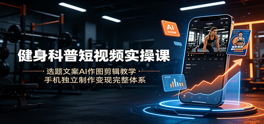 健身科普短视频实操课:选题文案AI作图剪辑教学,手机独立制作变现完整体系-钛库啦