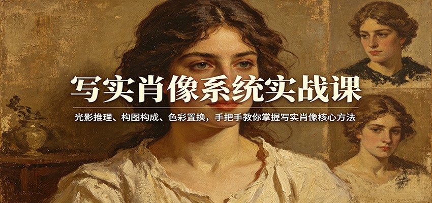 写实肖像系统实战课：光影推理、构图构成、色彩置换，手把手教你掌握写实肖像核心方法-钛库啦