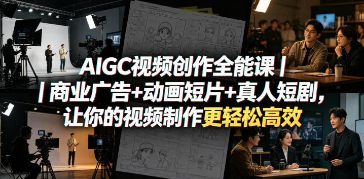 AIGC视频创作全能课|商业广告+动画短片+真人短剧,让你的视频制作更轻松高效-钛库啦