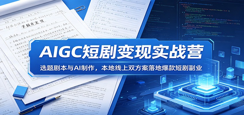 AIGC短剧变现实战营：选题剧本与AI制作，本地线上双方案落地爆款短剧副业-钛库啦
