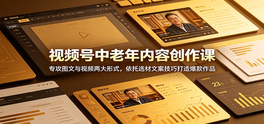 视频号中老年内容创作课:专攻图文与视频两大形式,依托选材文案技巧打造爆款作品-钛库啦