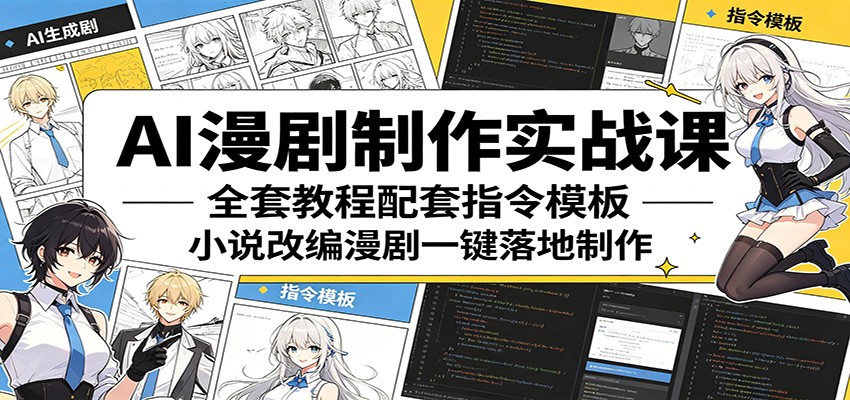 AI漫剧制作实战课:全套教程配套指令模板,小说改编漫剧一键落地制作-钛库啦