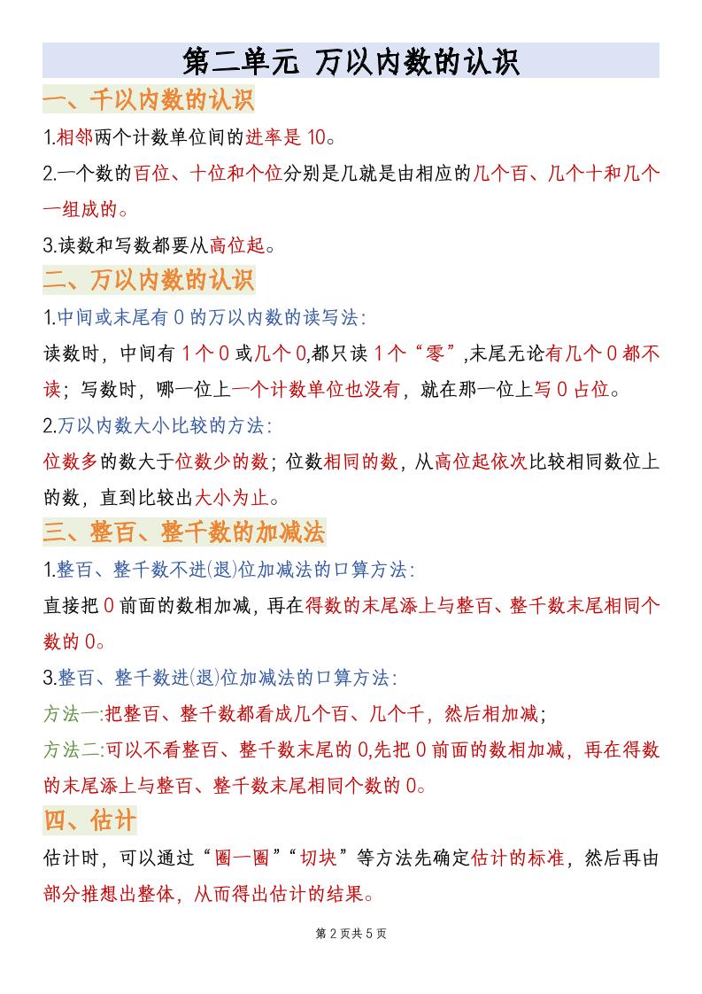 二年级下数学期末全册复习知识点汇总《青岛63版》-钛库啦