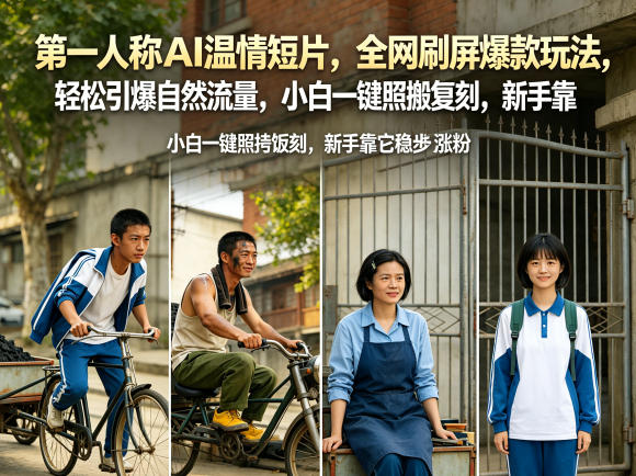 第一人称AI温情短片,全网刷屏爆款玩法,轻松引爆自然流量,小白一键照搬复刻,新手靠它稳步涨粉-钛库啦