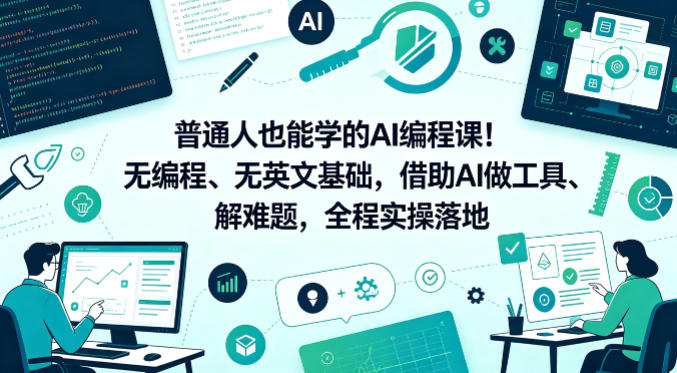 普通人也能学的AI编程课!无编程、无英文基础,借助AI做工具、解难题,全程实操落地(更新6月)-钛库啦