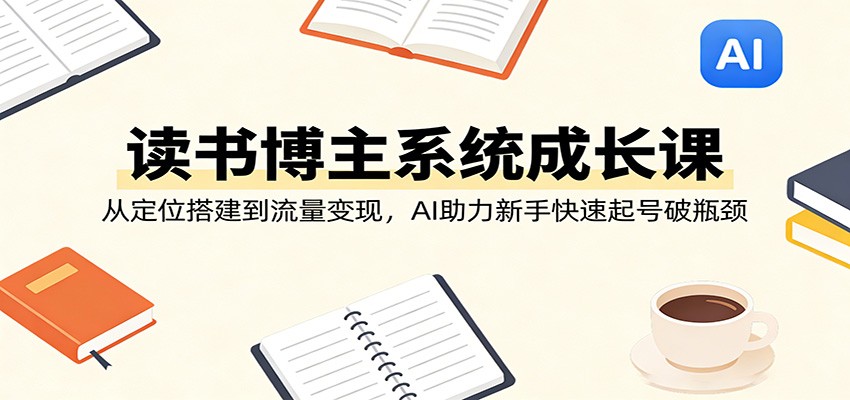 读书博主系统成长课:从定位搭建到流量变现,AI助力新手快速起号破瓶颈-钛库啦