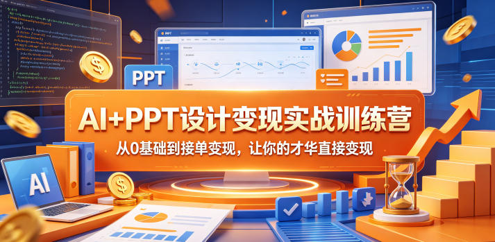 AI+PPT设计变现实战训练营,从0基础到接单变现,让你的才华直接变现-钛库啦