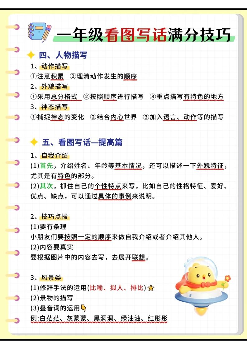 一年级下语文看图写话满分技巧-钛库啦