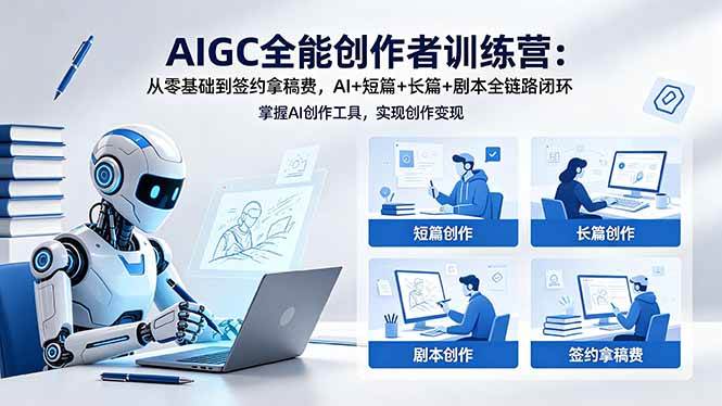 (18403期)AIGC全能创作者训练营:从零基础到签约拿稿费,AI+短篇+长篇+剧本全链路闭环-钛库啦