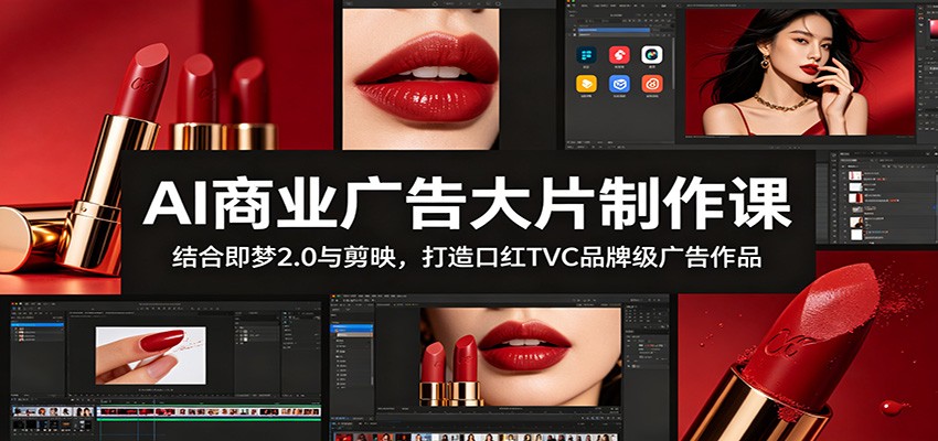 AI商业广告大片制作课:结合即梦2.0与剪映,打造口红TVC品牌级广告作品-钛库啦